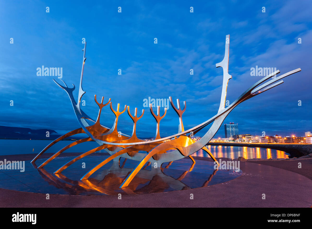 Reykjavik Sculpture Solfar Viking Ship, Iceland. Stock Photo