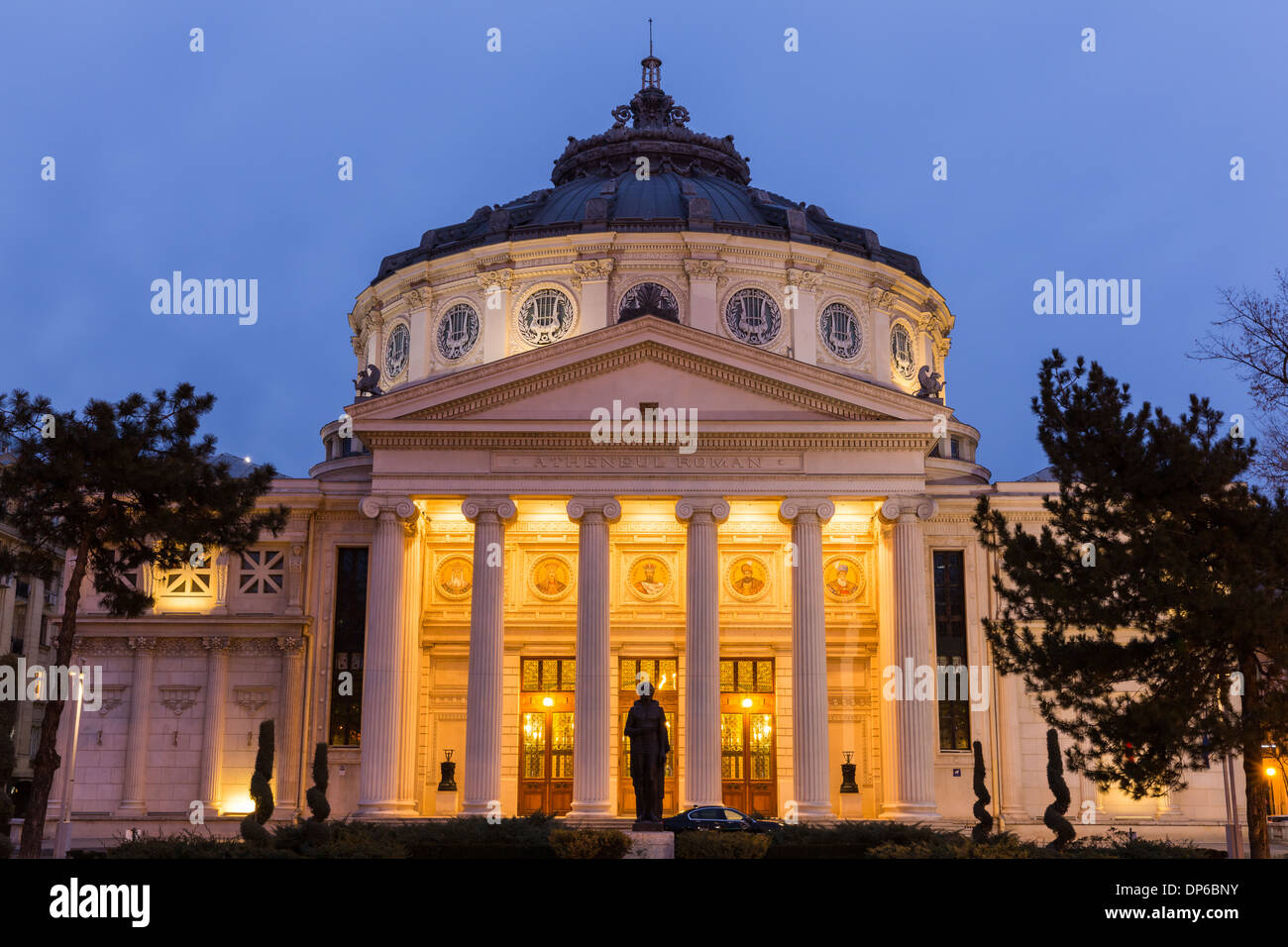 Romanian Athenaeum, Bucharest's most prestigious concert hall. Stock Photo