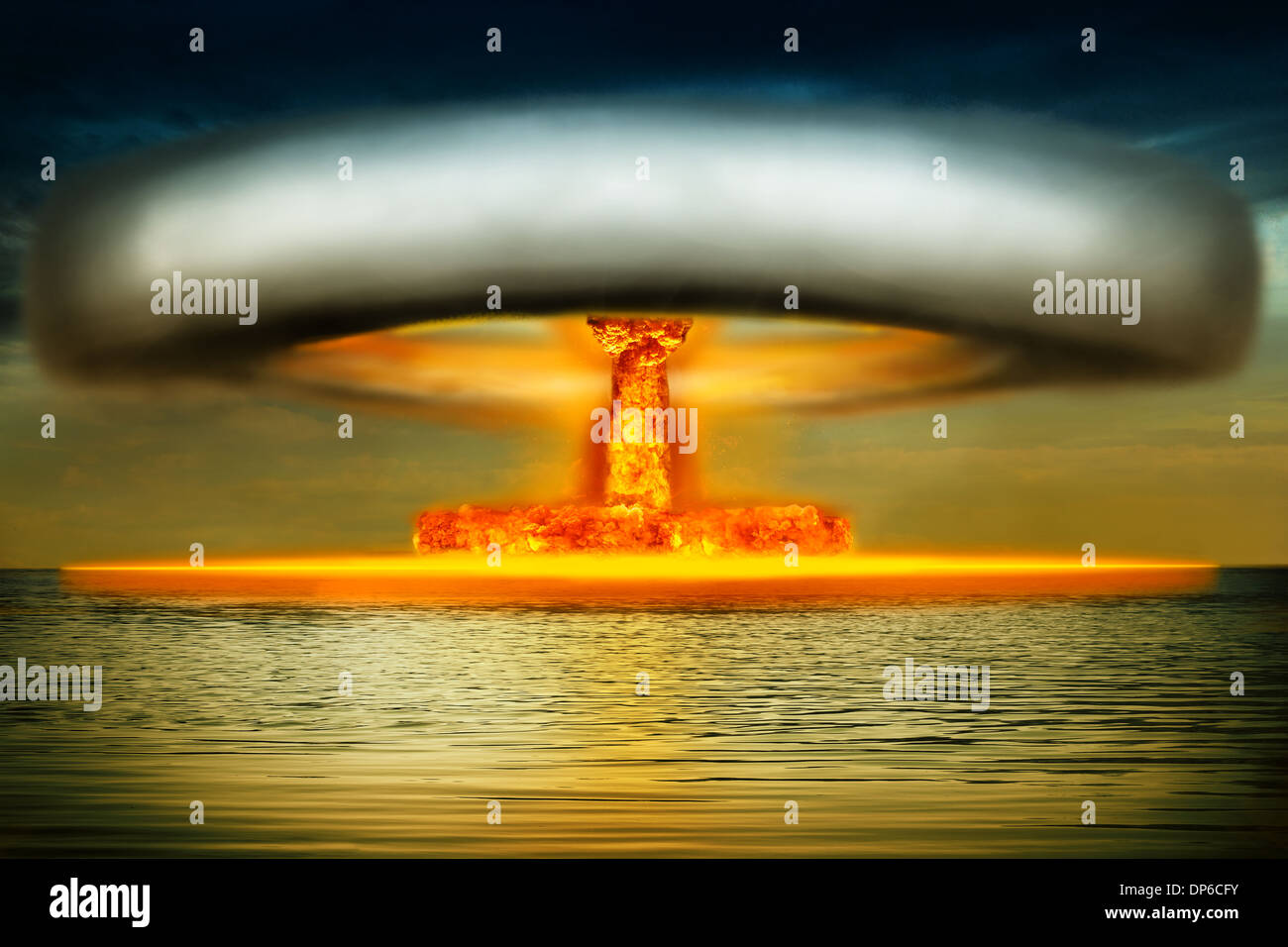 Nuclear bomb explosion in the ocean Stock Photo Alamy
