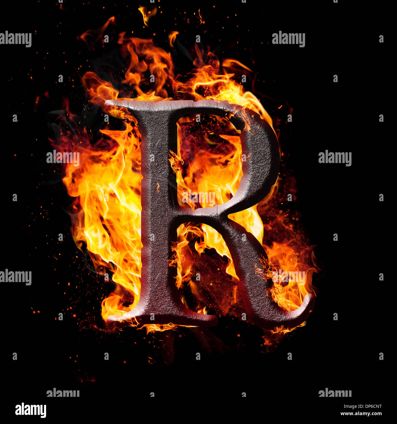 Letters and symbols in fire R Stock Photo 65295268 Alamy