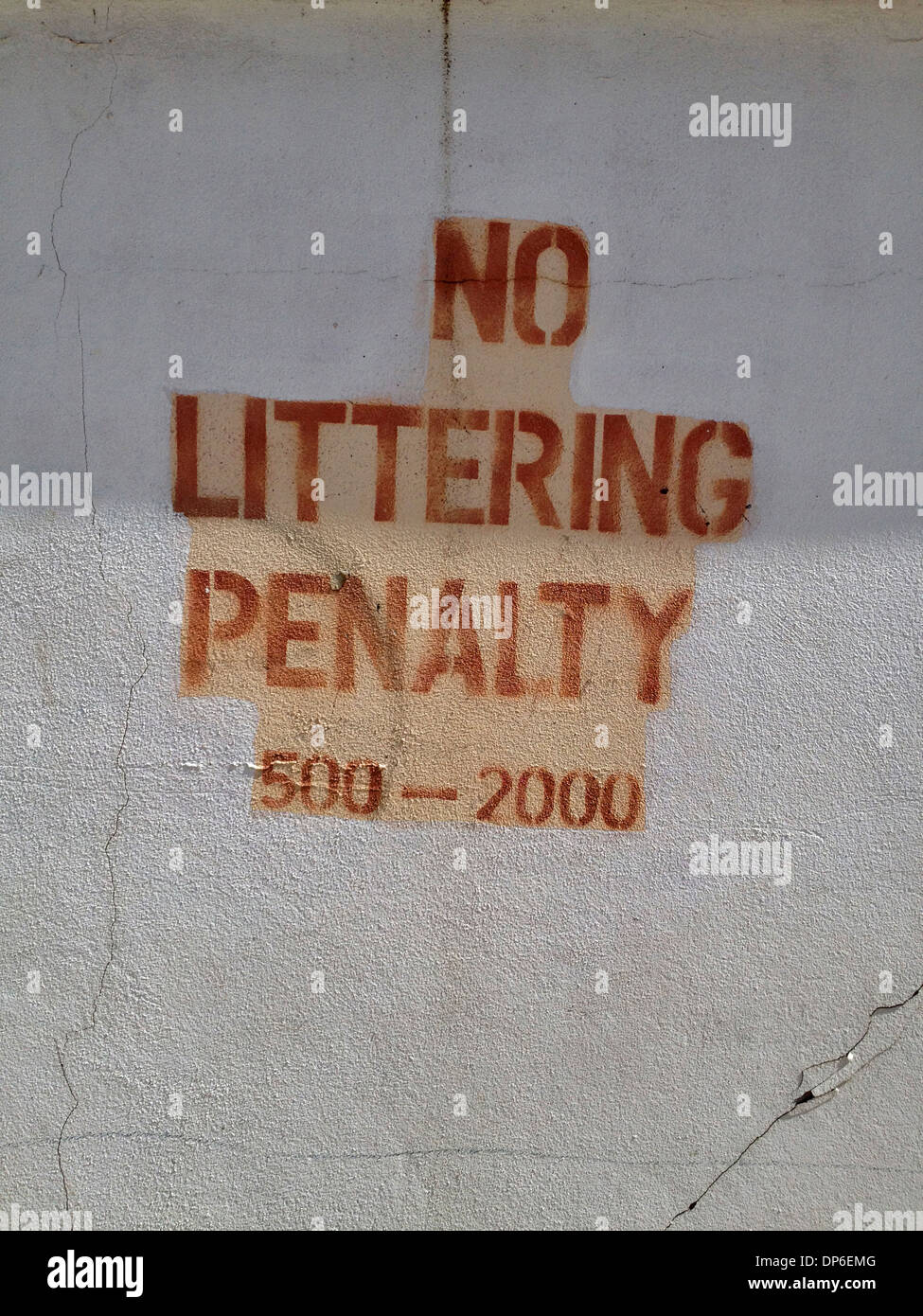 No littering. Penalty. 500-2000 Stock Photo
