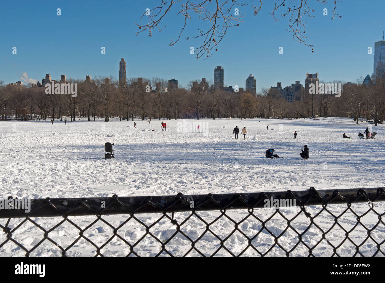 Central Park in New York, covered in snow. Stock Photo