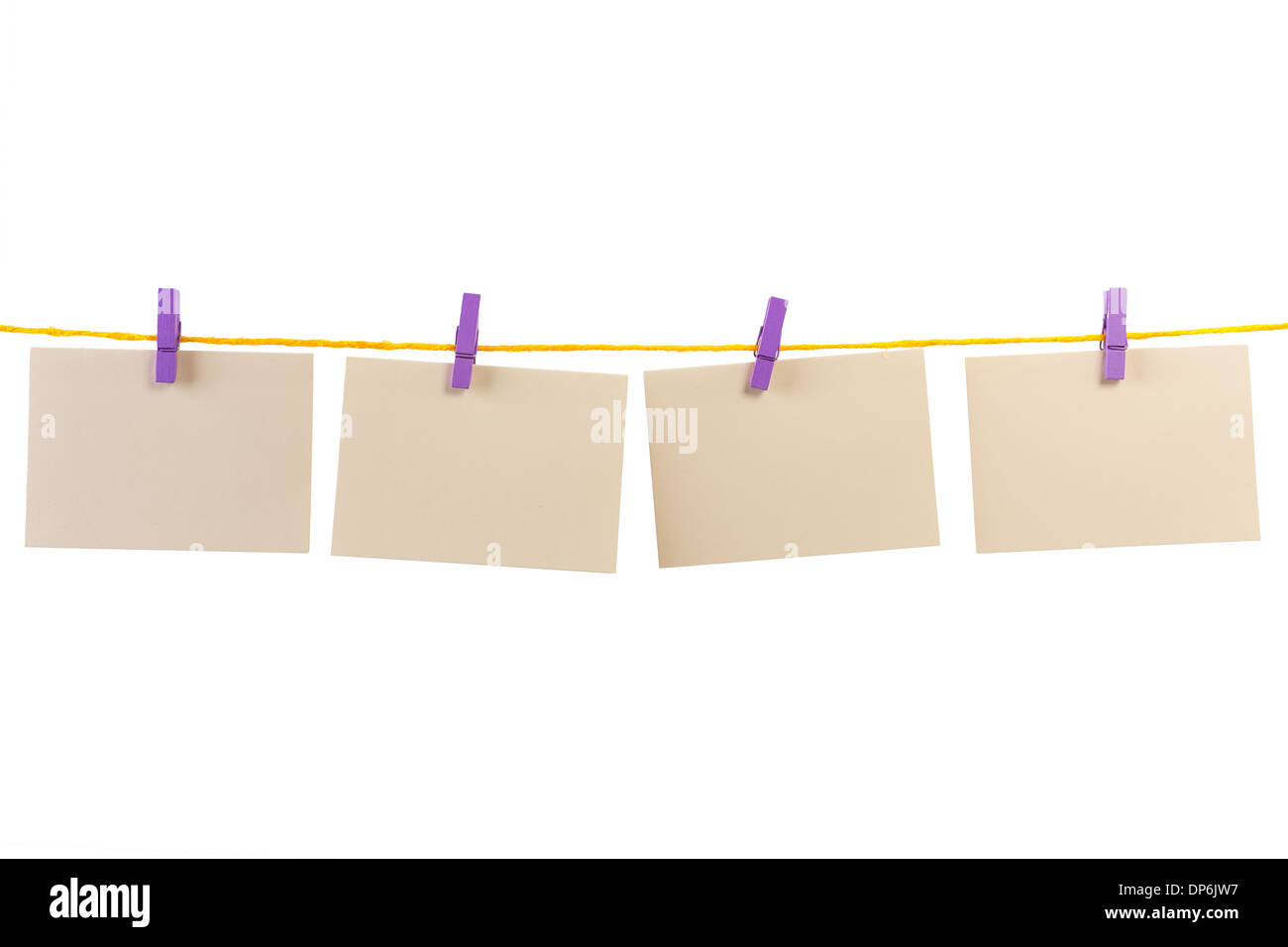 blank card on a clothesline Stock Photo