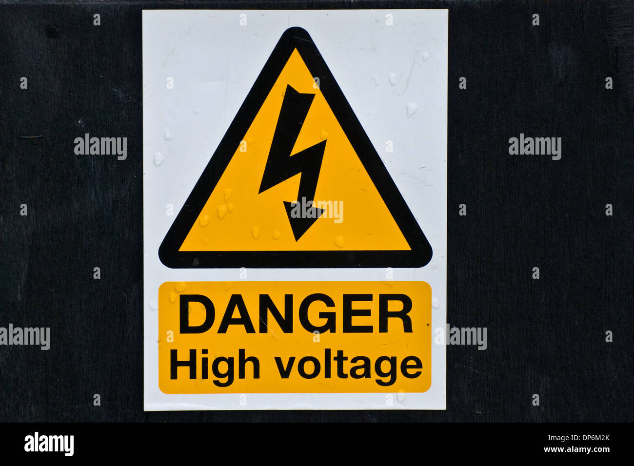 Sign warning of high voltage Stock Photo