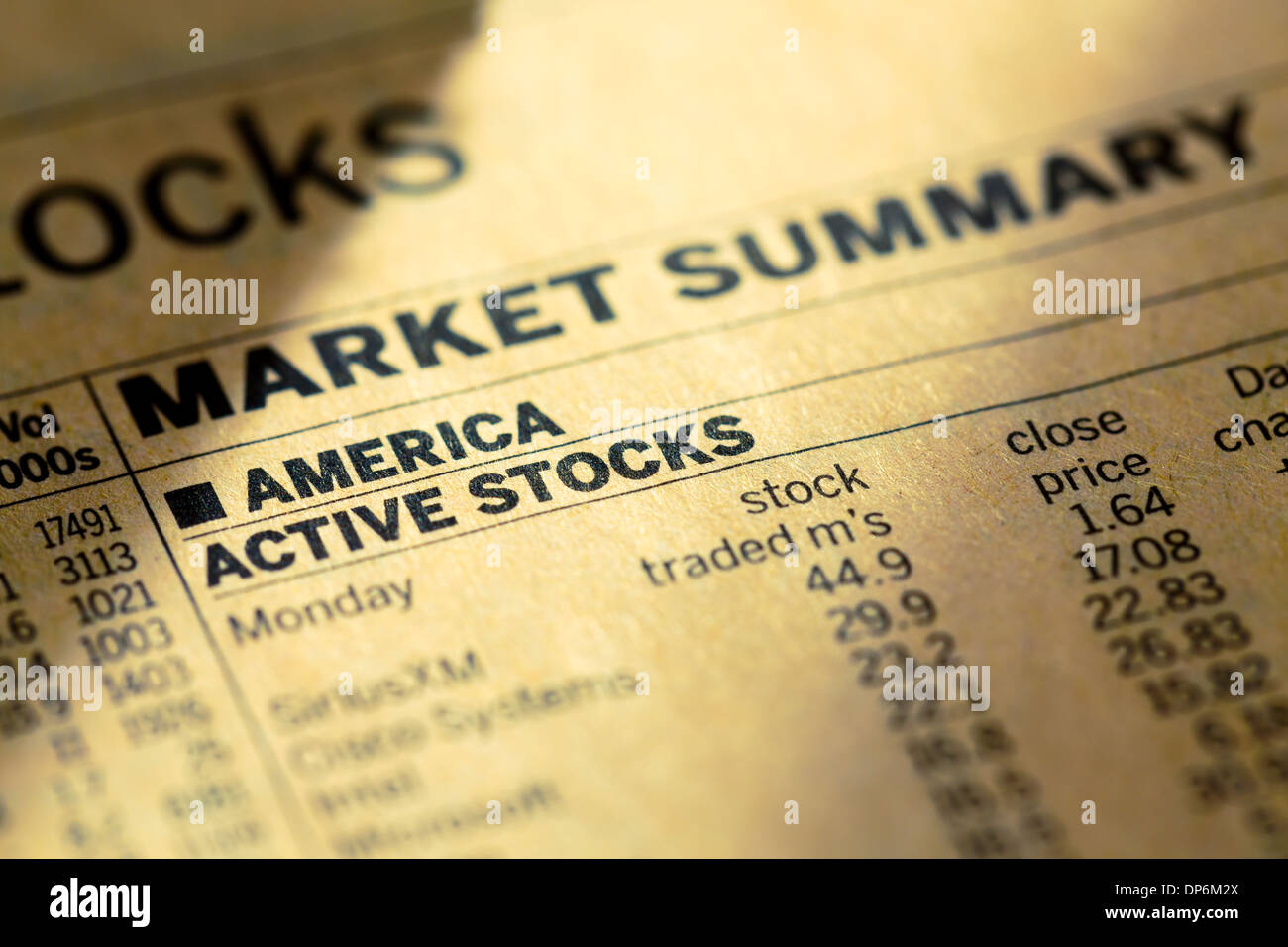 stock of the usa market in the newspaper Stock Photo