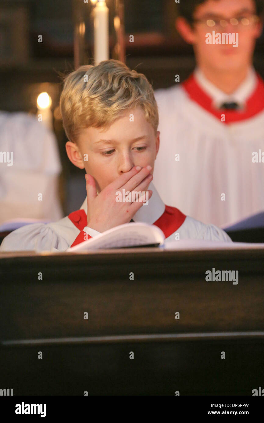 KING'S COLLEGE CHOIR REHEARSING FOR THE CHRISTMAS EVE CAROL SERVICE IN