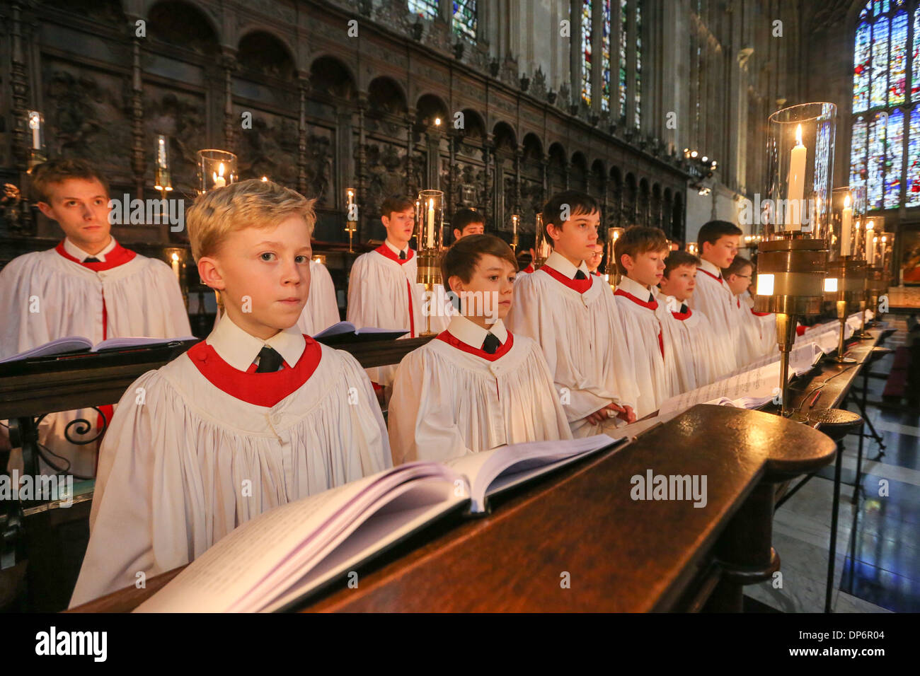 KING'S COLLEGE CHOIR REHEARSING FOR THE CHRISTMAS EVE CAROL SERVICE IN