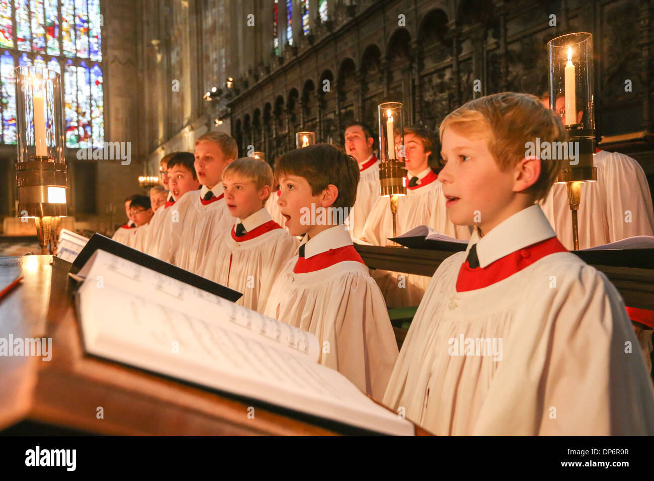 KING'S COLLEGE CHOIR REHEARSING FOR THE CHRISTMAS EVE CAROL SERVICE IN
