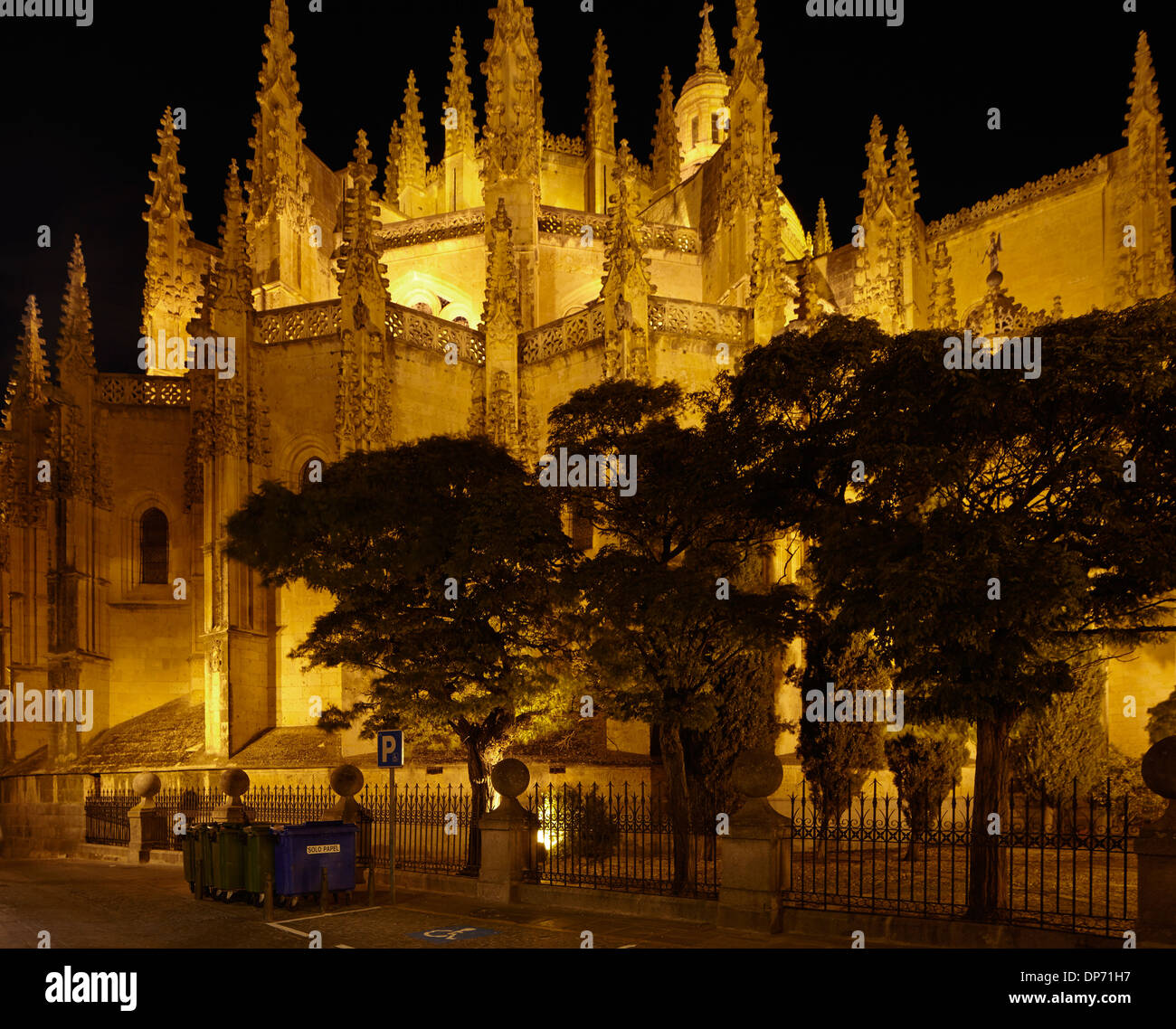 Cathedral in Segovia at night Stock Photo