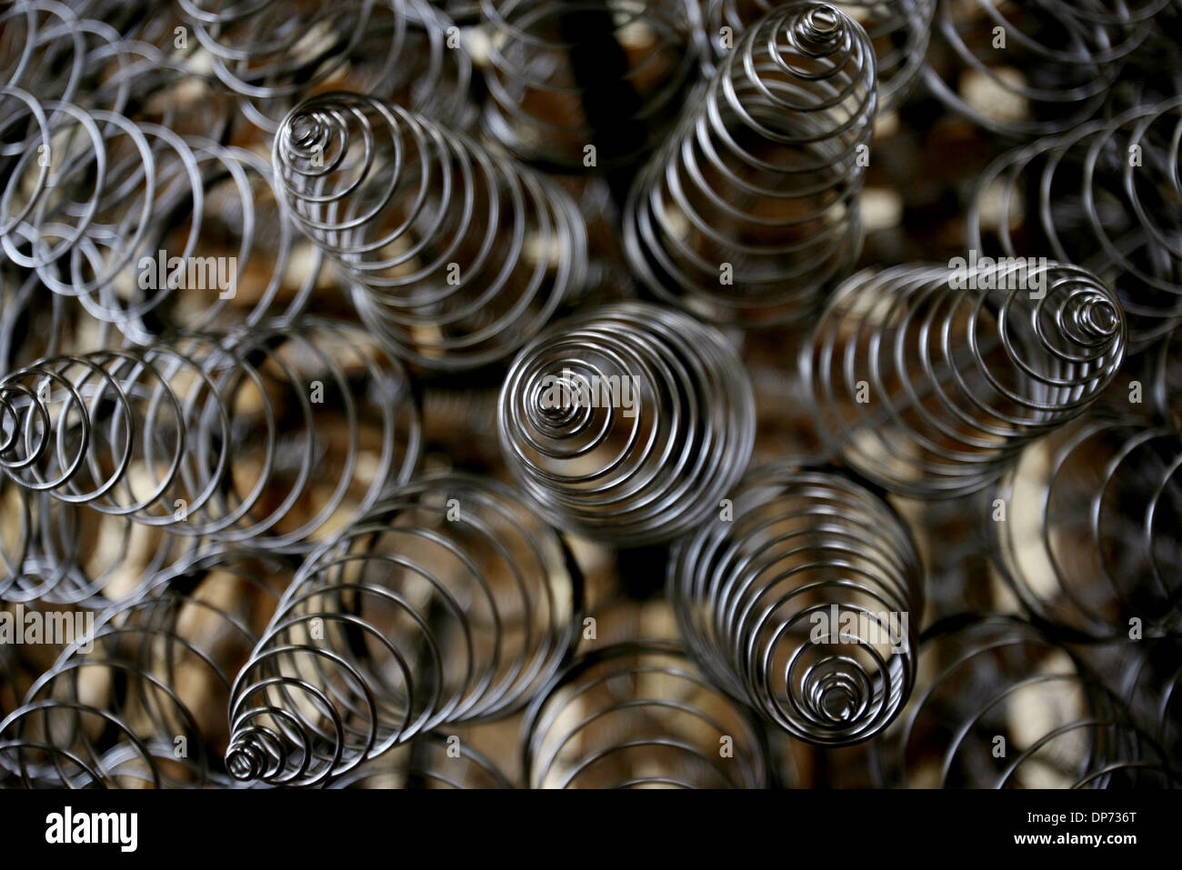 Oct 31, 2006; Palm Beach Gardens, FL, USA; The coils of one of the spheres by Wendy M. Ross, artist/designer, from the Maryland area, at the Alt. A1A flyover at PGA Boulevard in Palm Beach Gardens Tuesday. The PGA Light Sculpture, Astralis, was chosen by the city as a 300K public art project. Four spheres, with 500 coils on each, will hang above asymetrical structures of woven stee Stock Photo