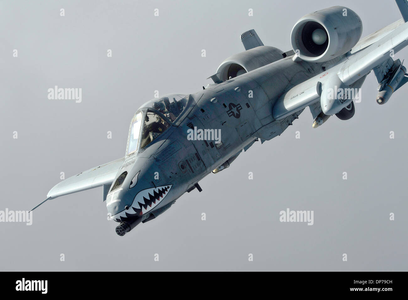 An Air Force A-10 Thunderbolt II from the 74th Expeditionary Fighter Squadron flies a combat sortie January 7, 2014 over northeast Afghanistan. The Pentagon has targeted the close air support aircraft for retirement in the upcoming budget. Stock Photo