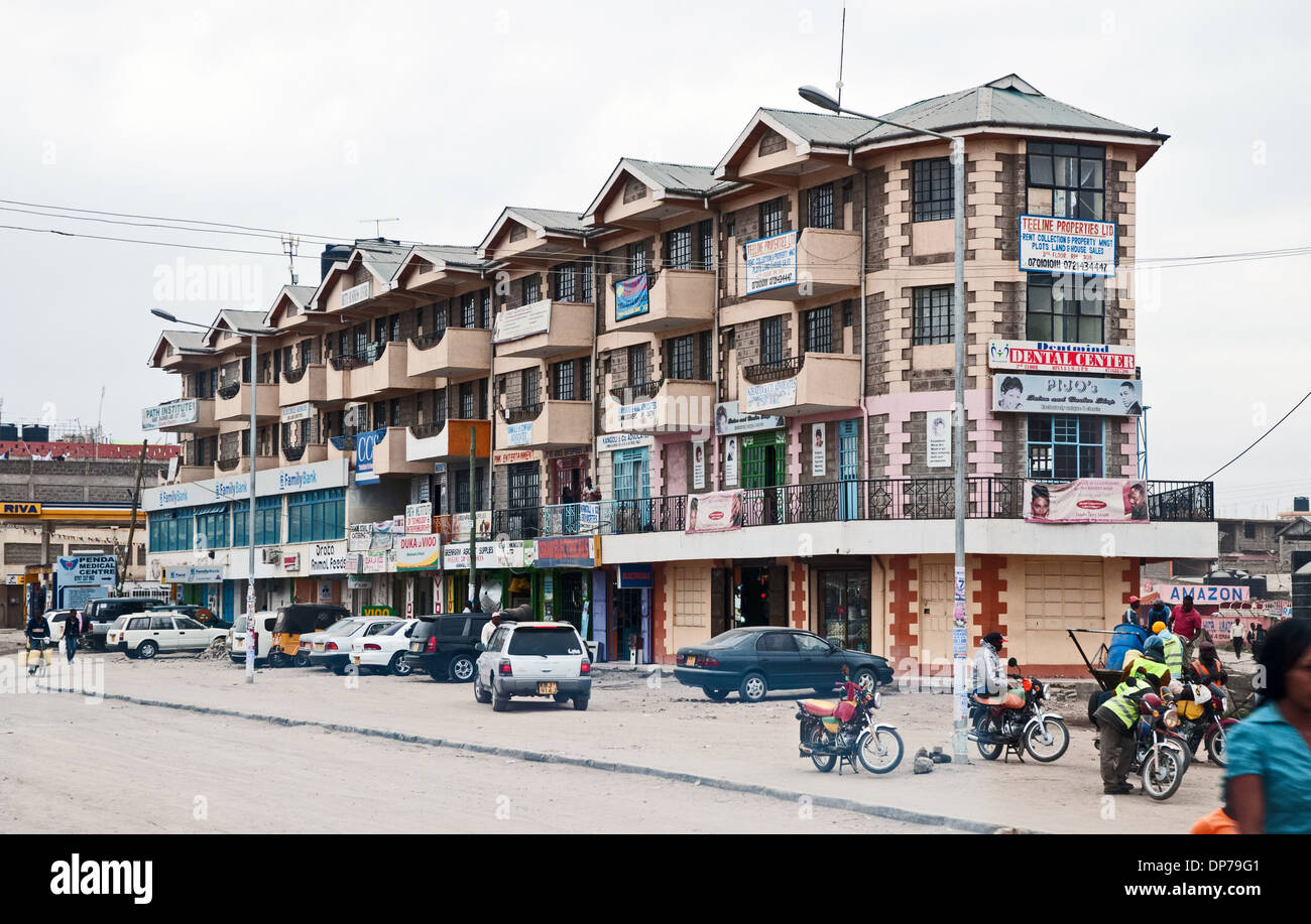 Four storey office building housing Dental Centre Family Bank Teeline Properties and other businesses in Kajiado Kenya Stock Photo