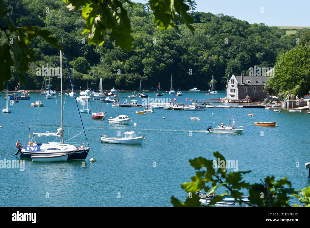 Yachts on the River Yealm near Newton Ferrers and Noss Mayo Stock Photo