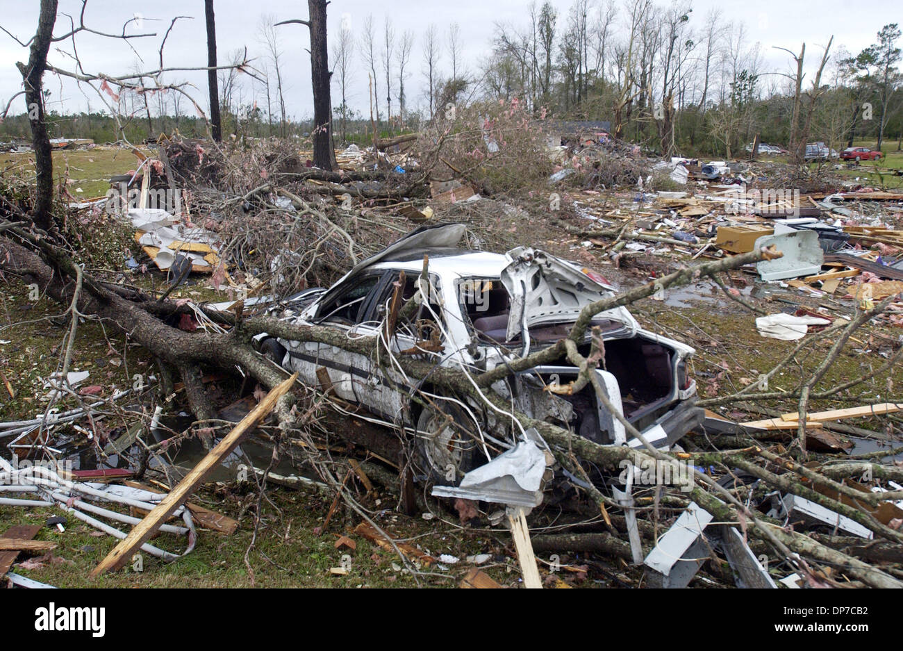 Nov 16, 2006; Riegelwood, NC, USA; Homes are demolished and cars are