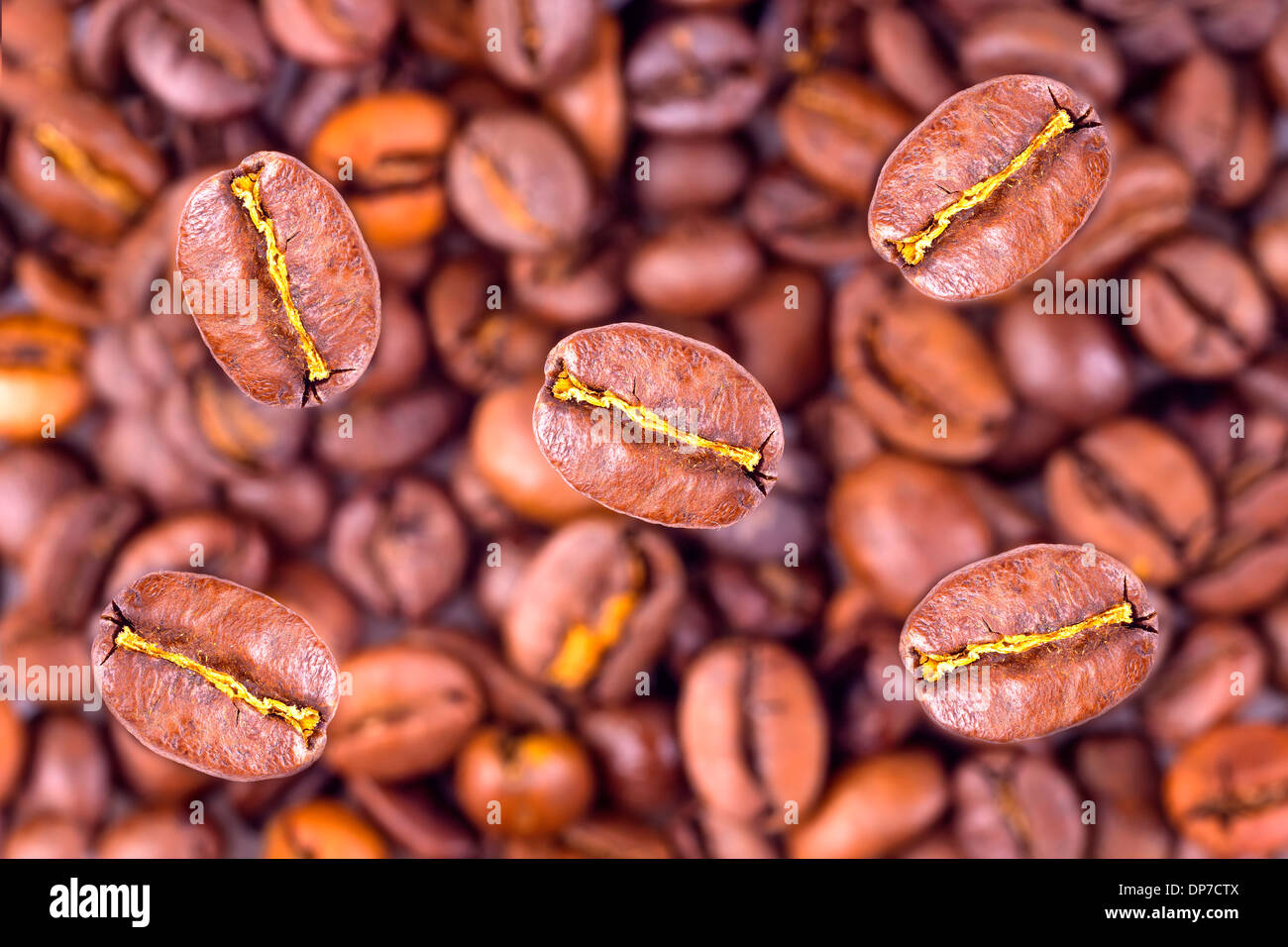 Coffee beans on blurred beans background Stock Photo