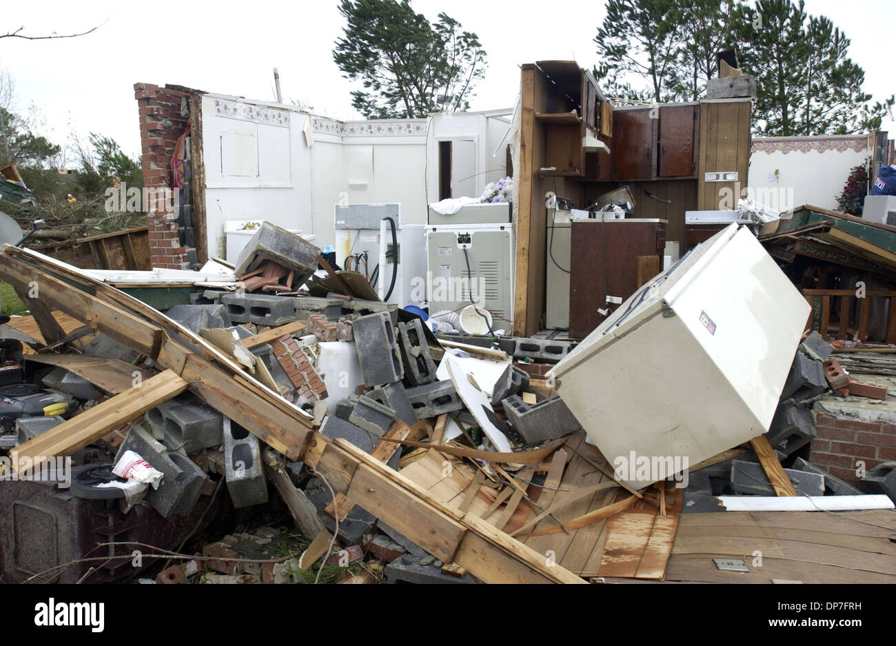 Nov 16, 2006; Riegelwood, NC, USA; Homes are demolished and cars are