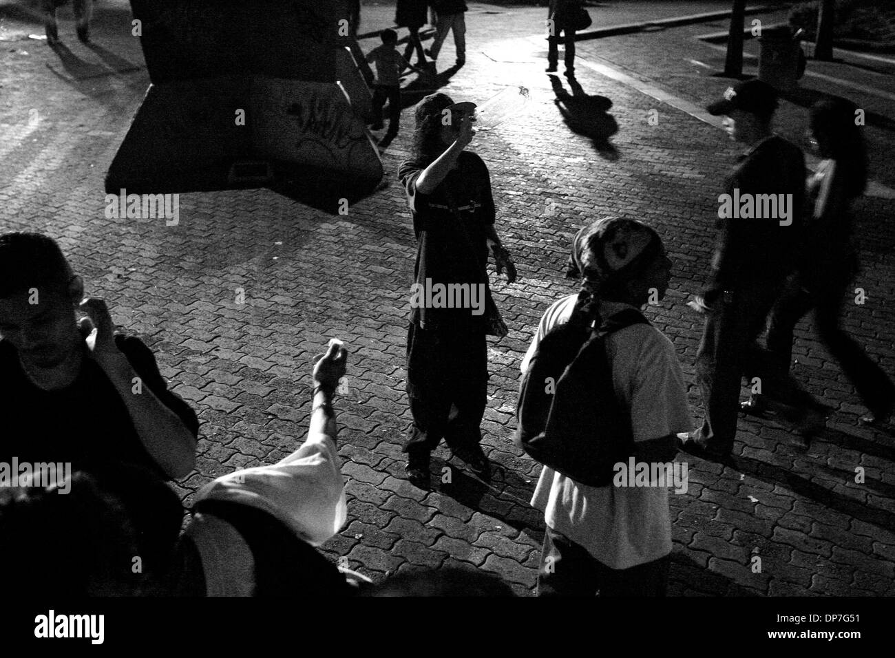 Dec. 01, 2006 - Caracas, Venezuela - Caracas youth hang out outside the Chacaito metro station and shopping area. They were drinking, dancing, and rapping. (Credit Image: © Ramin Rahimian/zReportage.com/ZUMA) Stock Photo