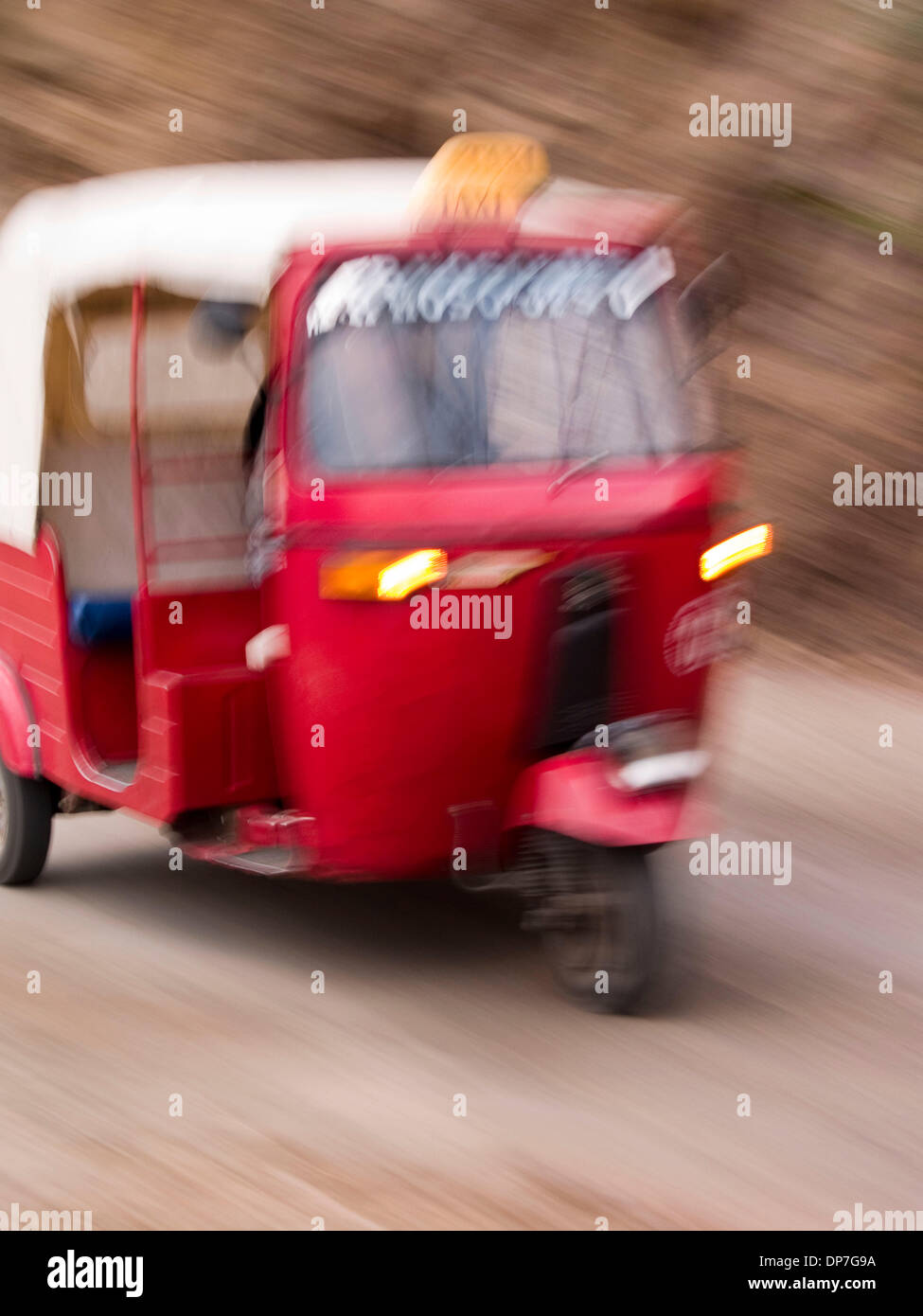 Mar 24, 2006 - Santiago Atitlan, Solola, Guatemala - Three wheeled motorized taxi  in  Santiago Atitlan, Guatemala (Credit Image: © David H. Wells/ZUMAPRESS.com) Stock Photo