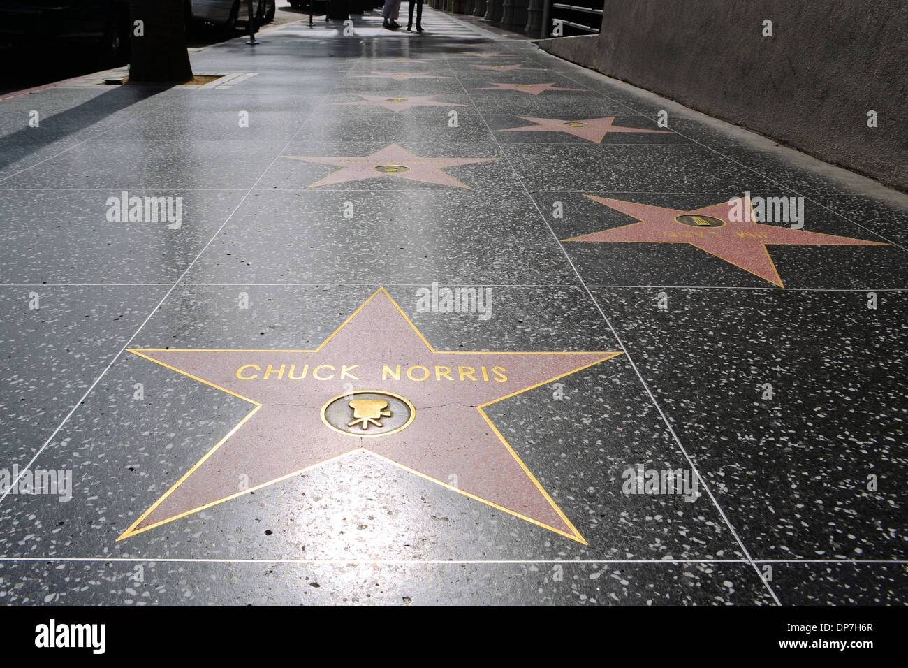 Chuck Norris' star on Hollywood Walk of Fame at Hollywood Boulevard in Los Angeles Stock Photo