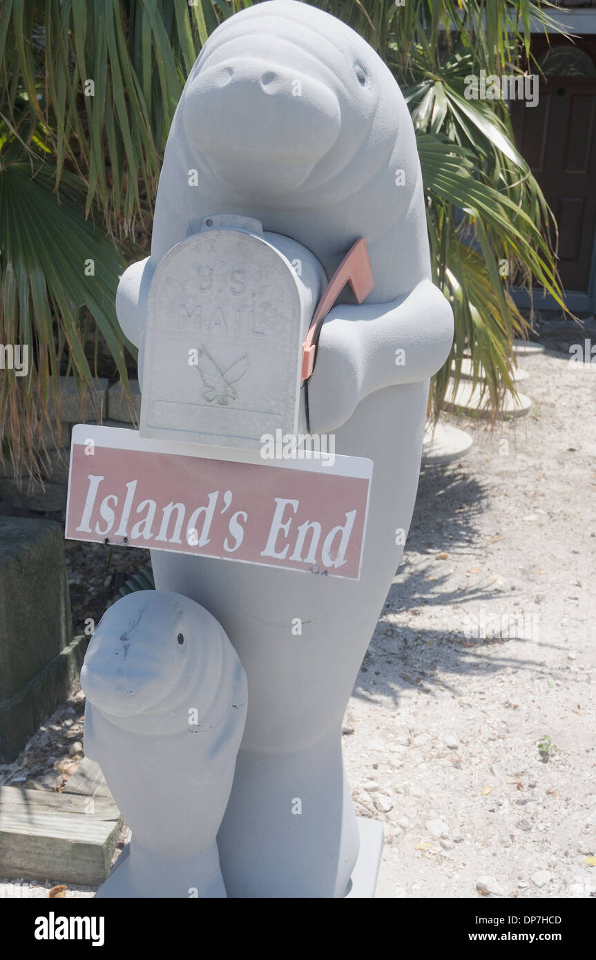 "Island's End Cottages" Unique Manatee Mailbox in St. Petersburg Beach