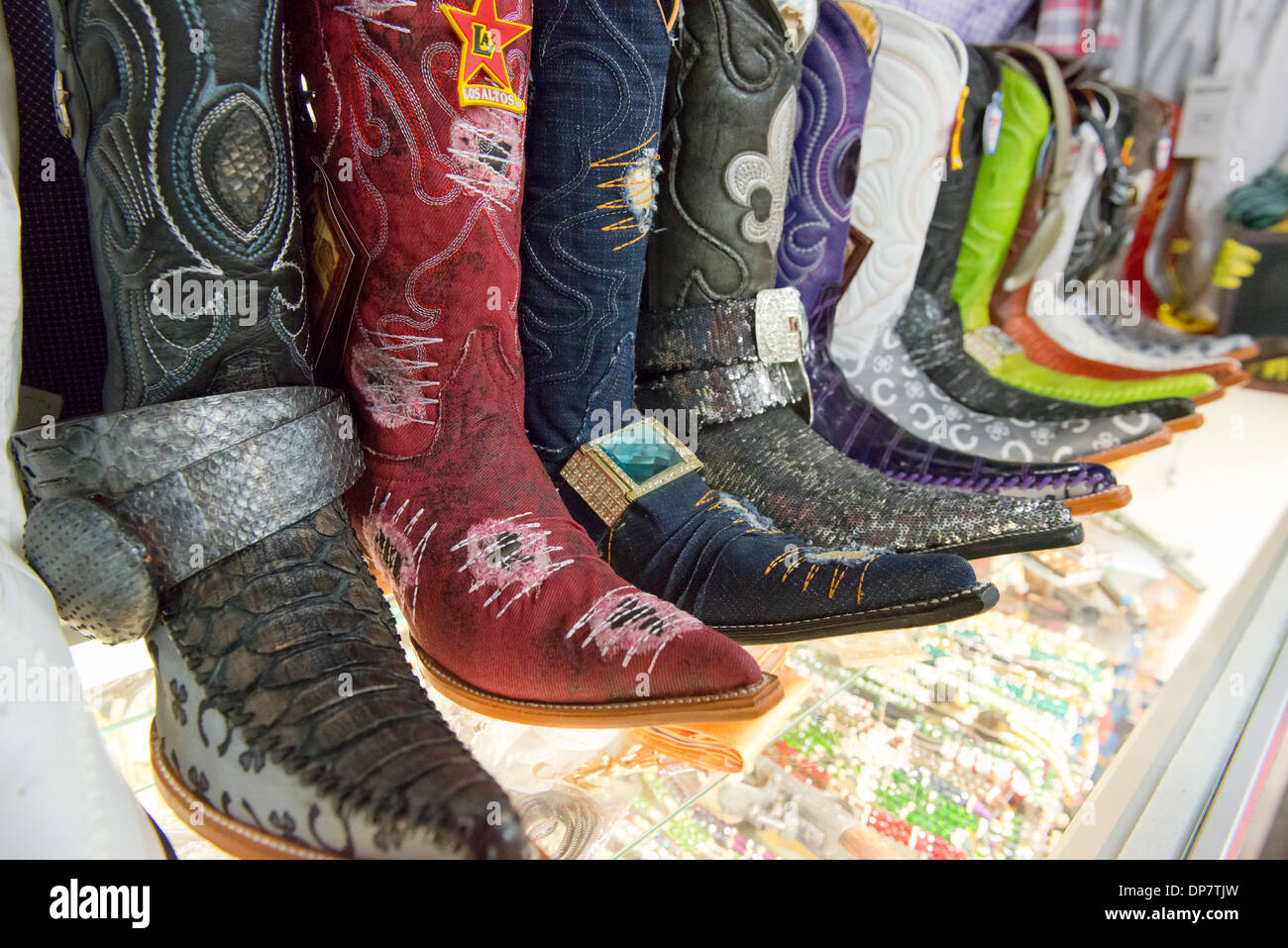 Cowboy boots for sale at the 7 Mile Fair Stock Photo - Alamy