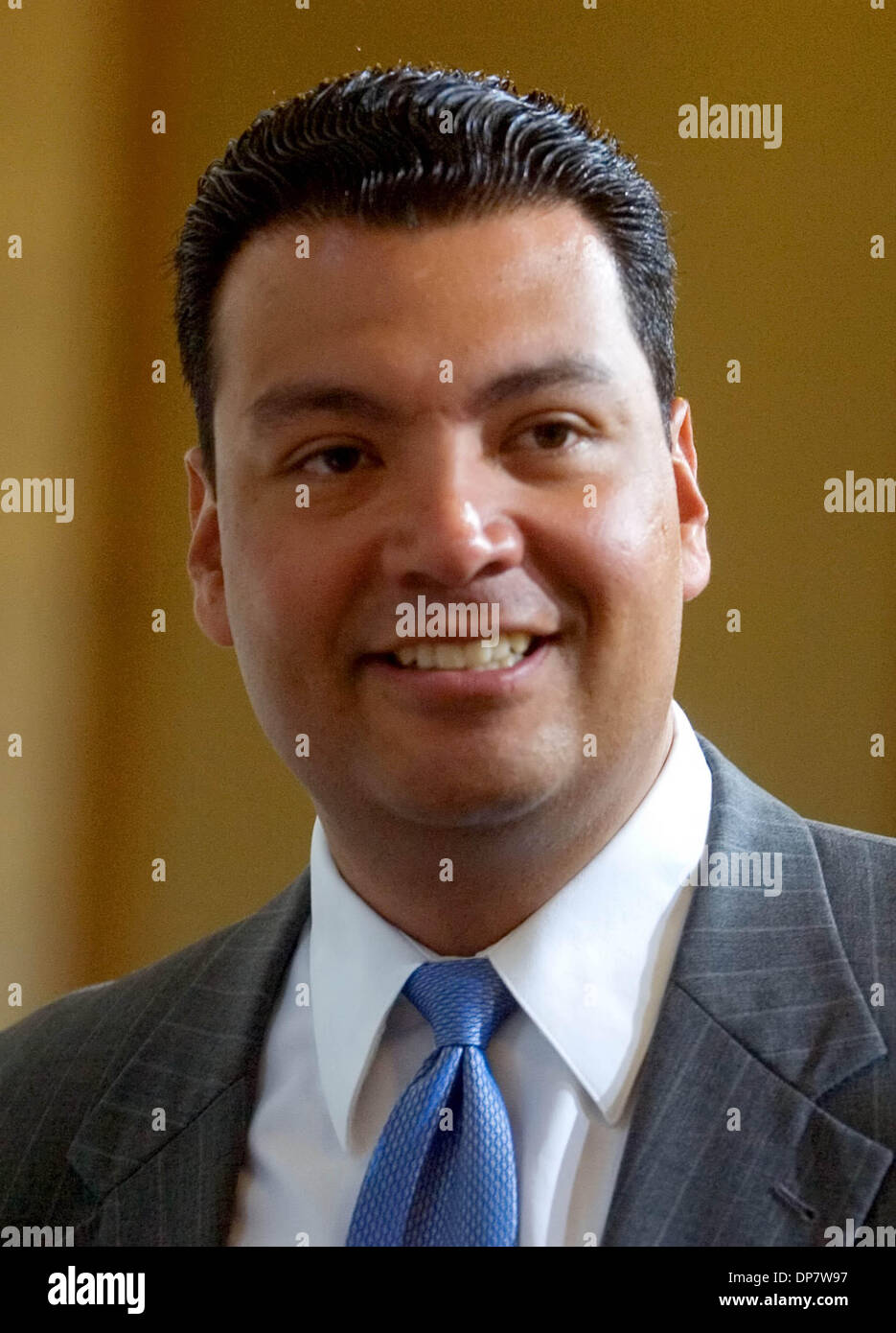 Jul 12, 2006; Sacramento, CA, USA; Los Angeles City Councilman, ALEX PADILLA, works in the city council chambers, Wednesday July 12, 2006. Padilla was voted into the senate. Mandatory Credit: Photo by Brian Baer/Sacramento Bee/ZUMA Press. (©) Copyright 2006 by Sacramento Bee Stock Photo