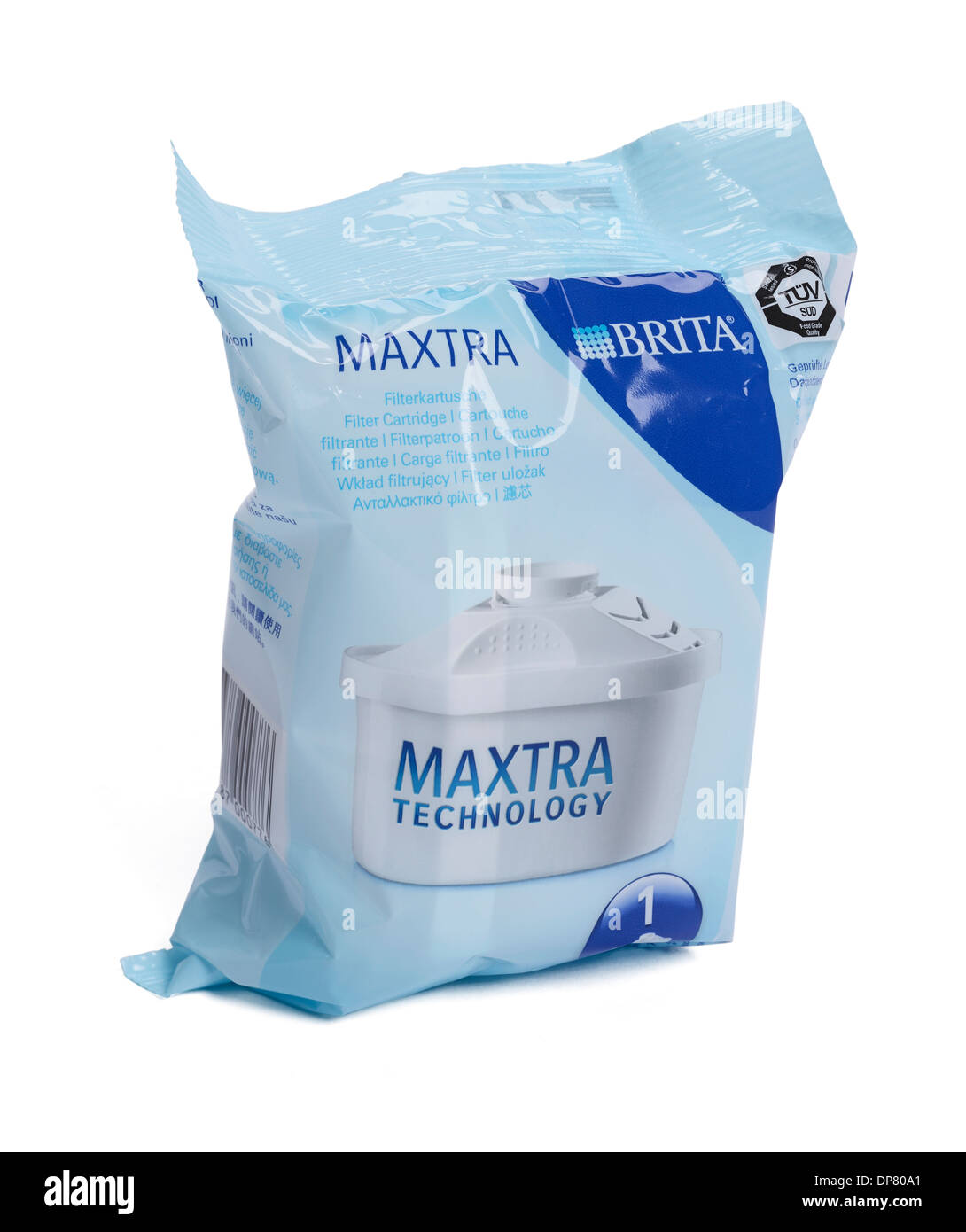 A Maxtra filter cartridge for use in a Brita water filter jug Stock Photo