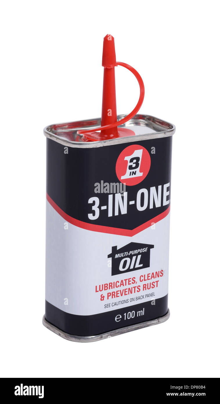 Can of 3 in 1 lubricating oil Stock Photo