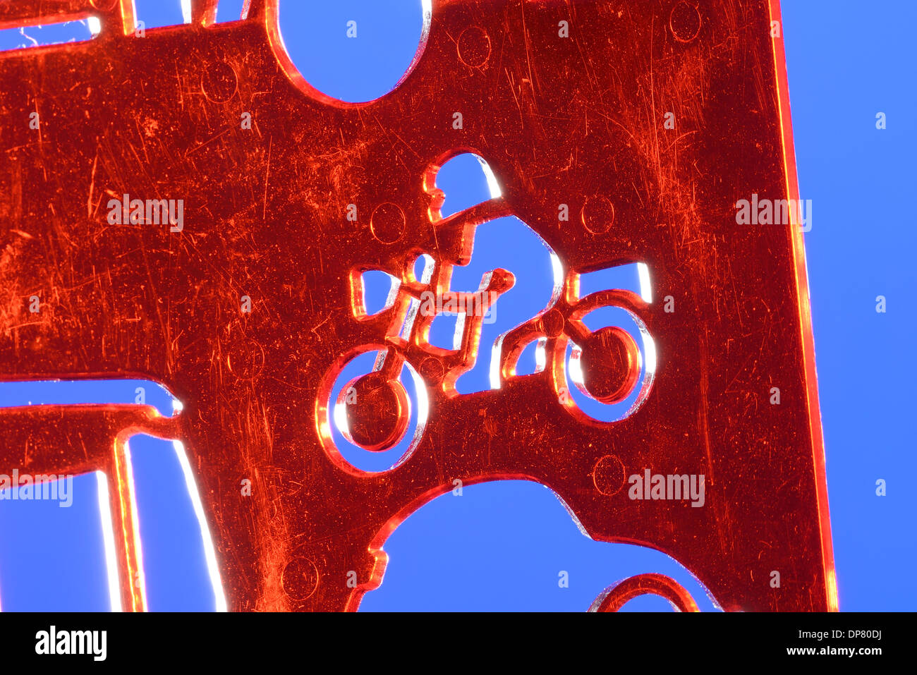 Motorbike shape in a plastic template Stock Photo