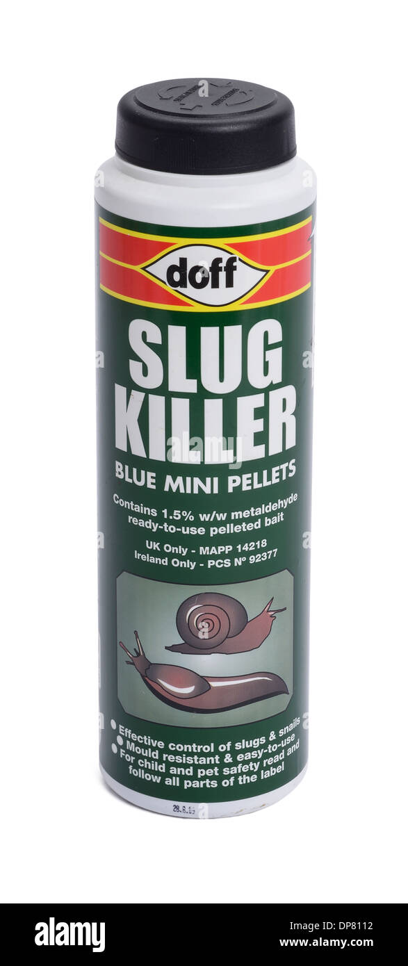 Tube of slug killer pellets Stock Photo