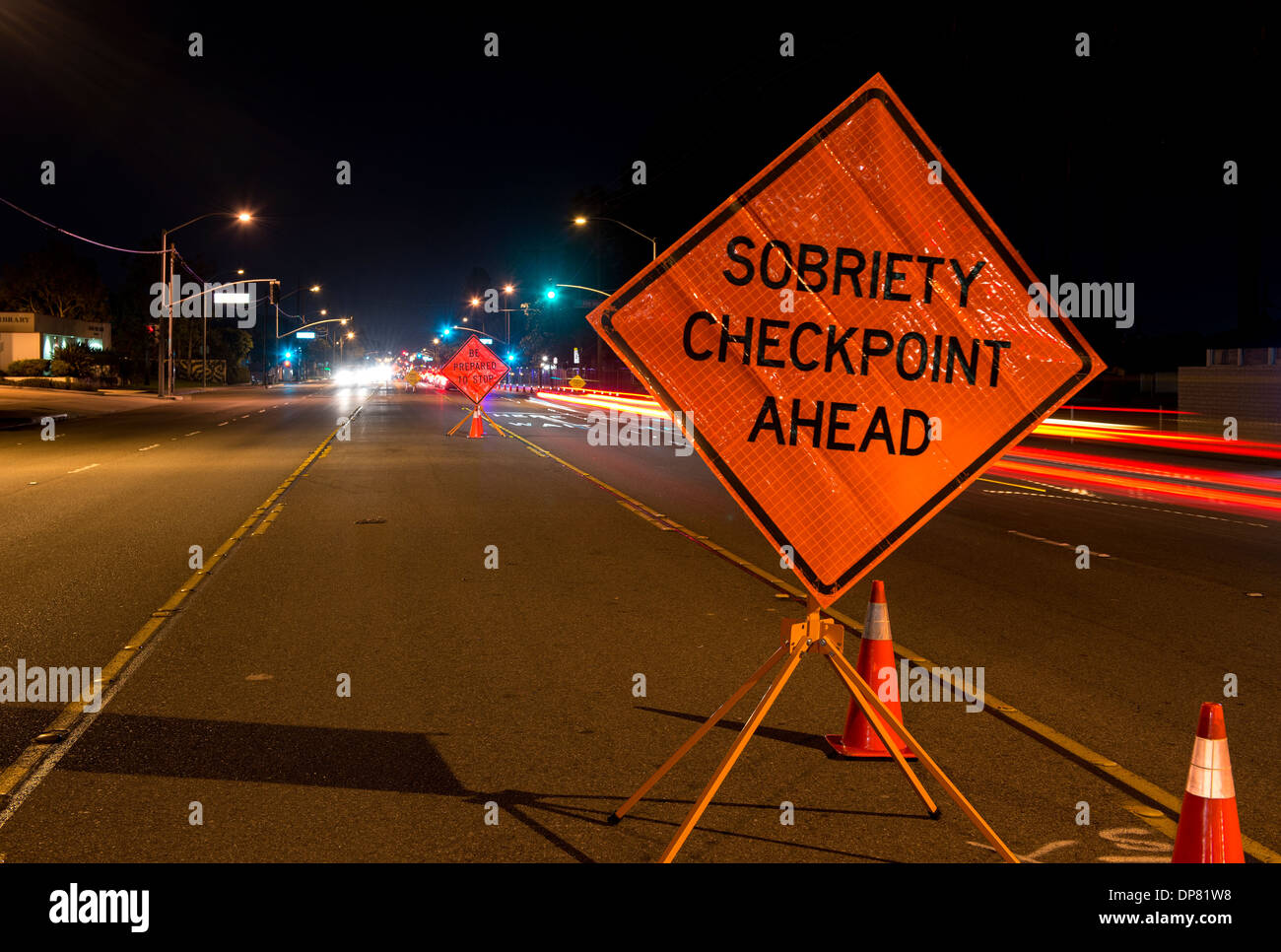 A DUI check point in Anaheim, CA. Stock Photo