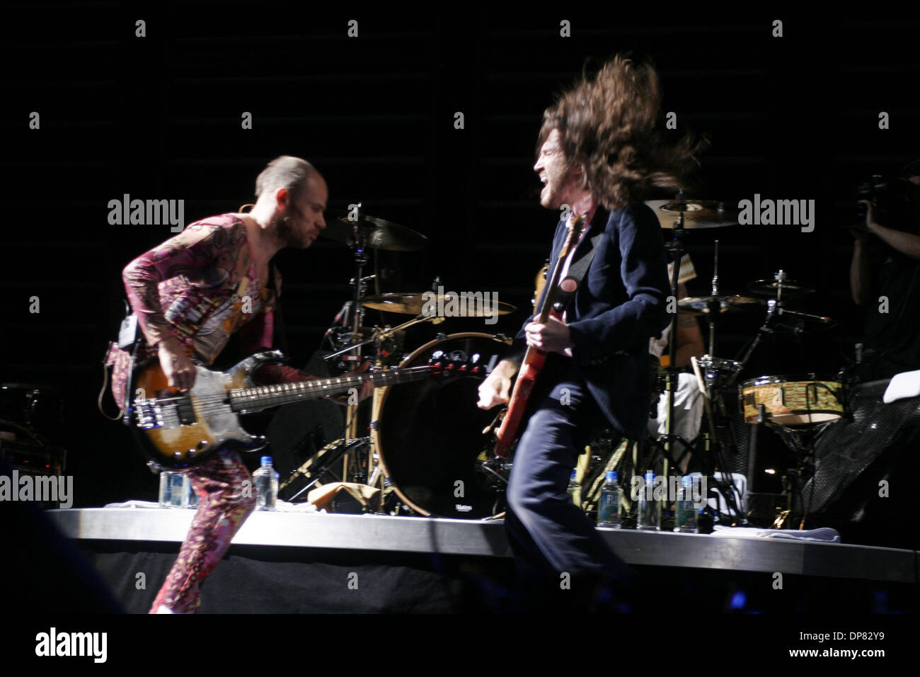 Oct 17, 2006 - New York, NY, USA - 'Red Hot Chili Peppers' performing at Continental Airlines Arena. JOHN FRUSCIANTE - lead guitar and Michael Balzary aka FLEA on bass. Stock Photo