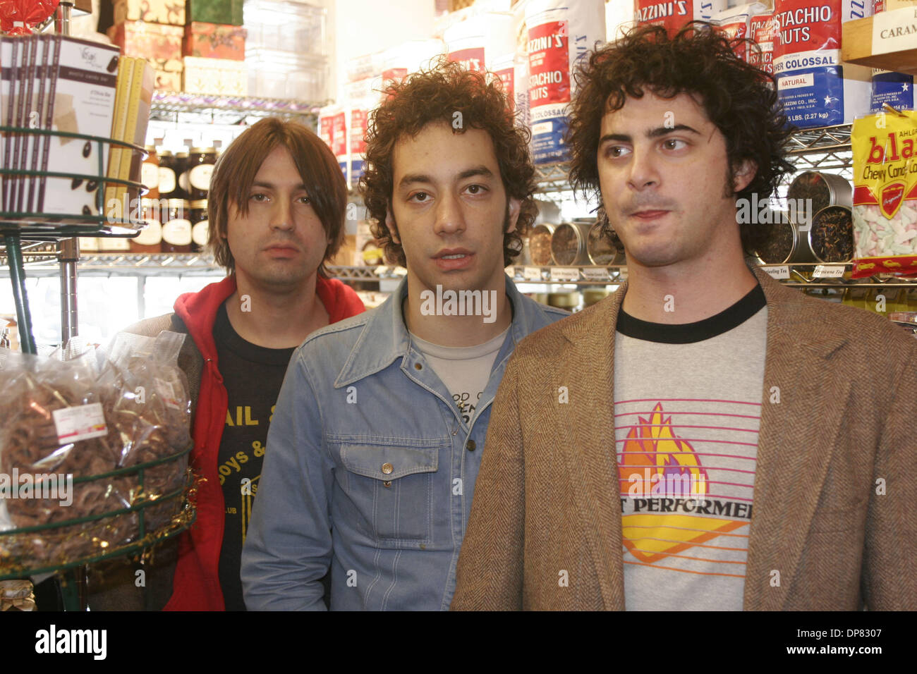 Oct 21, 2006 - New York, NY, USA - Lead guitarist for 'The Strokes' ALBERT  HAMMOND JR (blue shirt) with JOSH LATTANZI on bass and MATT ROMANO on  drums. Photographed in Manhattans, image size:1300x956