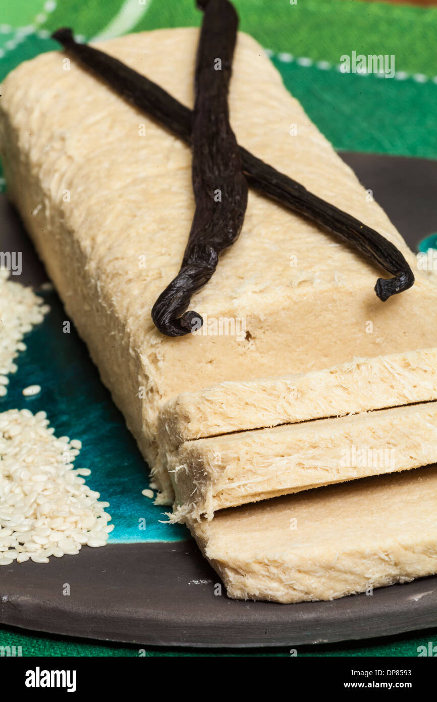 Vanilla halva with sesame Stock Photo Alamy