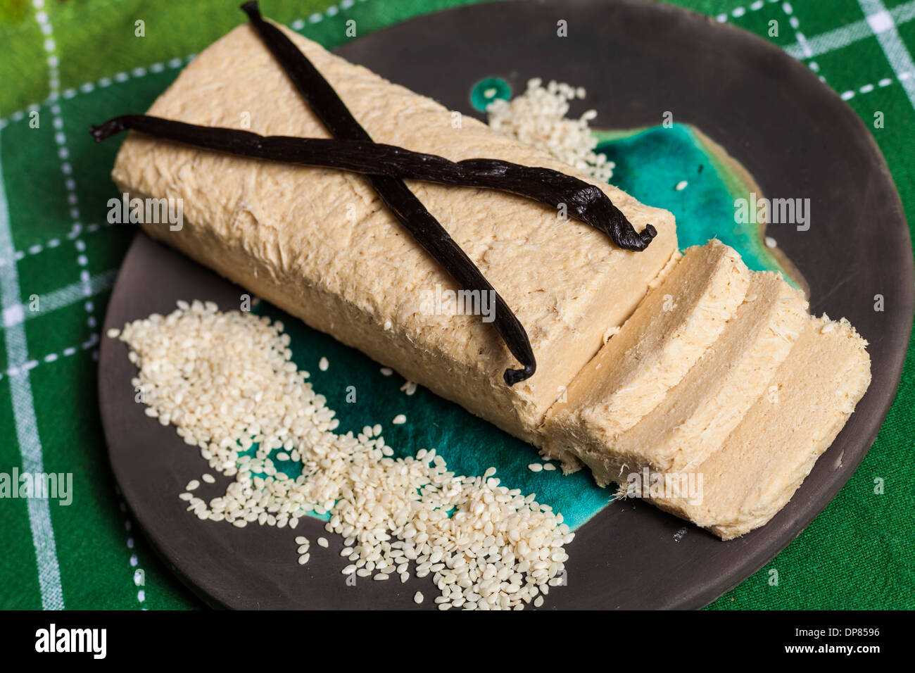 Vanilla halva with sesame Stock Photo Alamy