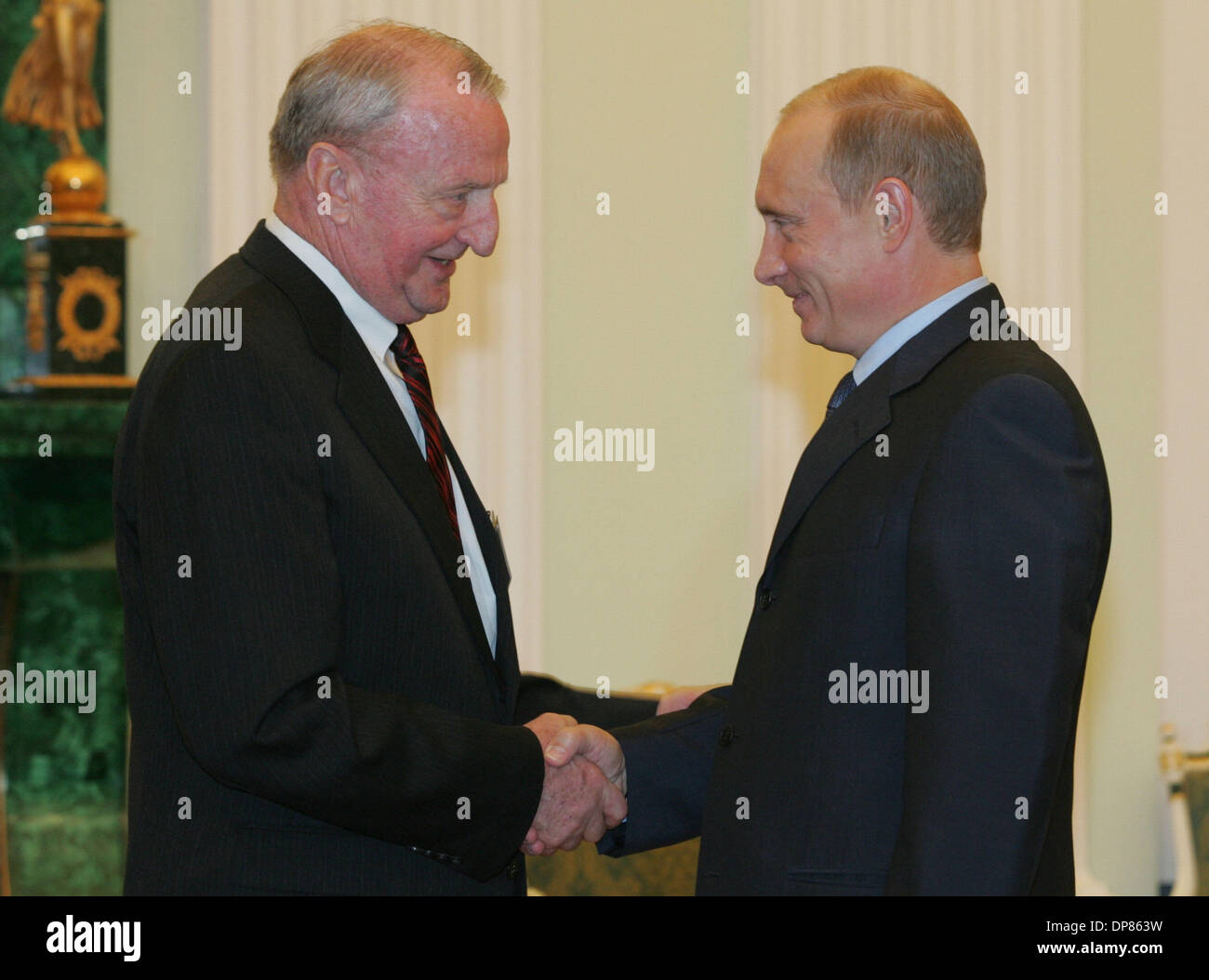Vladimir Putin and president of international students sport unity (FISU)George Killian. (Credit Image: © PhotoXpress/ZUMA Press) RESTRICTIONS: North and South America Rights ONLY! Stock Photo