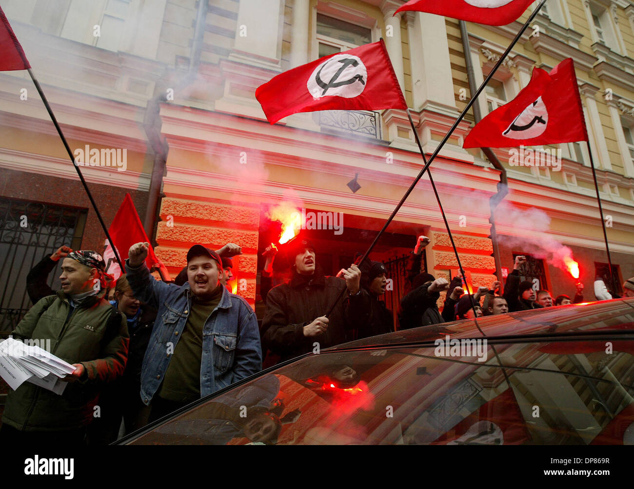 Members of russian ultra nationalistic party of National Bolsheviks ...