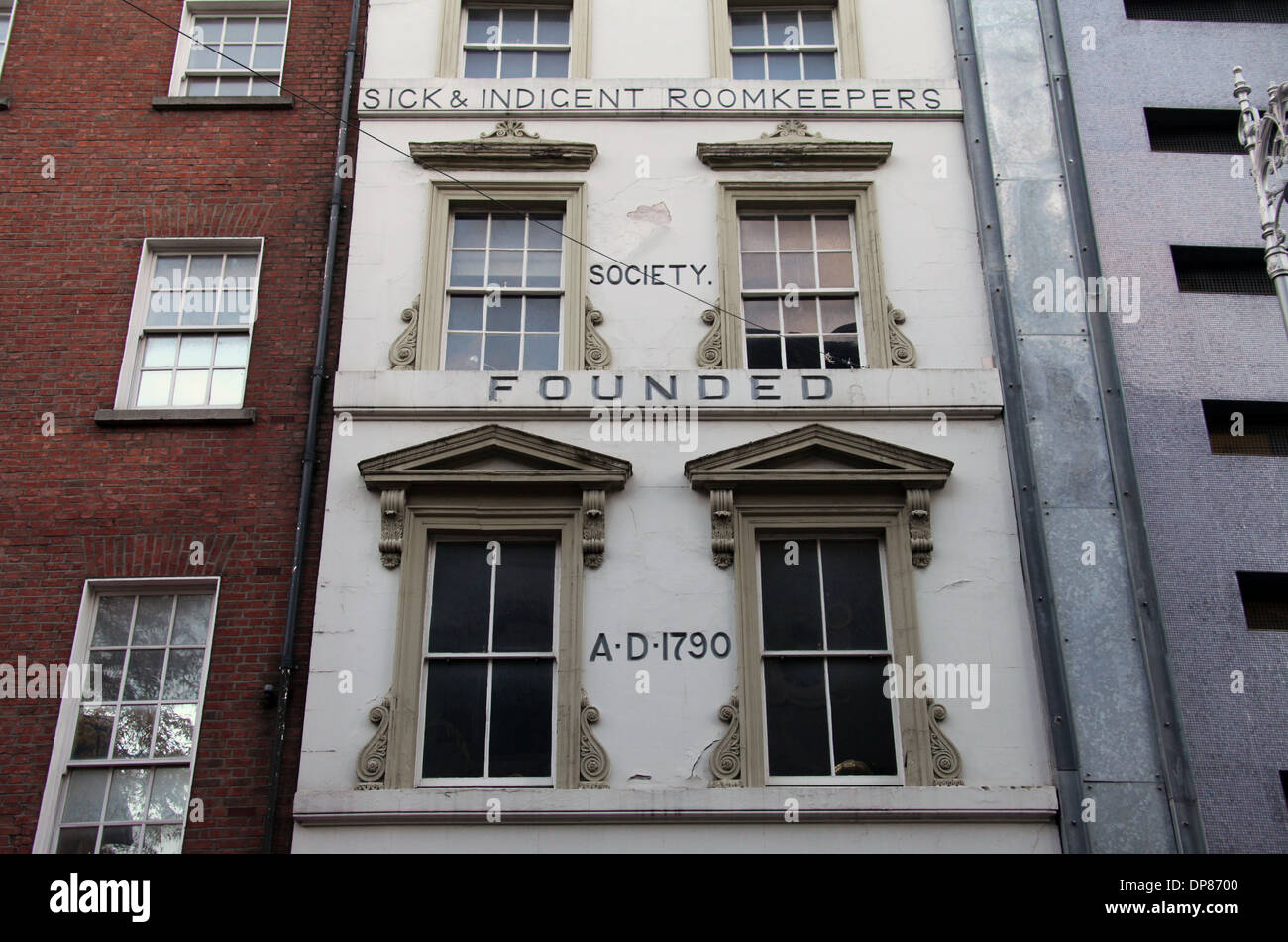 The Sick & Indigent Roomkeepers Society Building in Dublin which is its oldest charity and was founded in 1790 Stock Photo