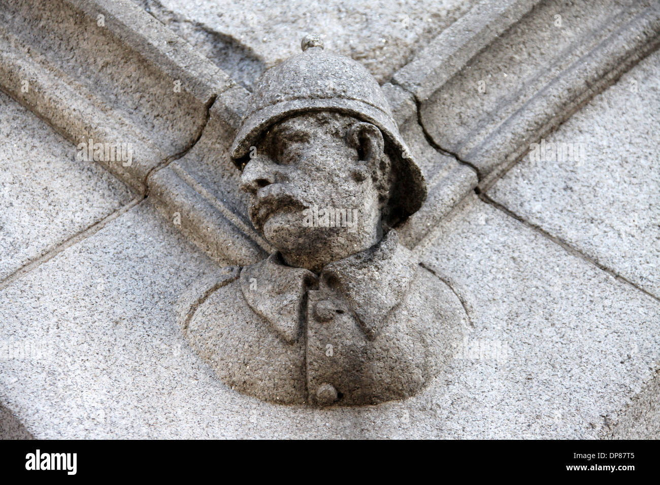 The Corbelled Head of a Policeman on Dublin Garda Station Stock Photo