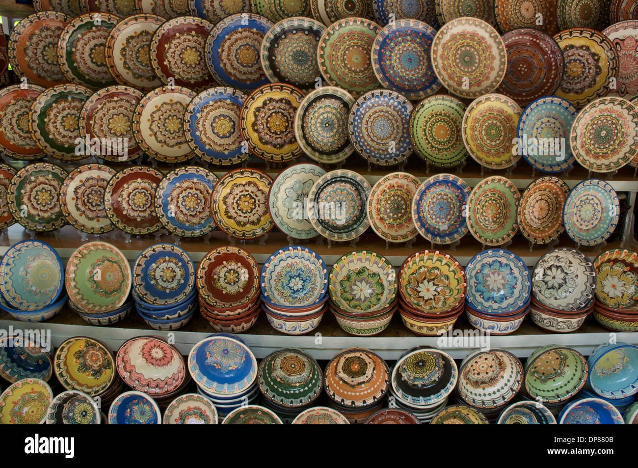 Bulgarian traditional pottery made of baked clay, Bachkovo, Bulgaria. Stock Photo