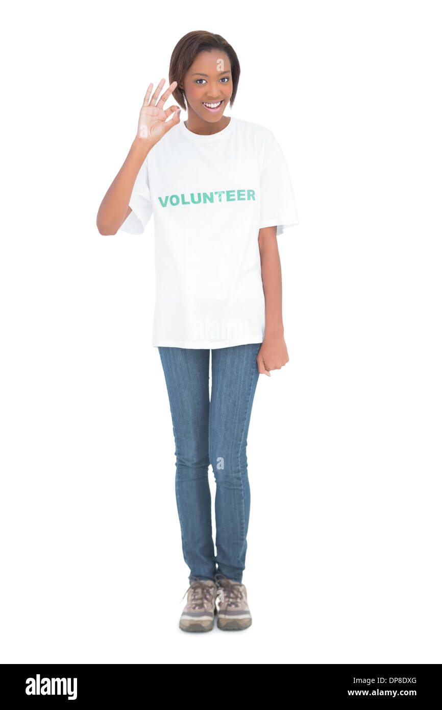 Smiling beautiful model wearing volunteer tshirt Stock Photo