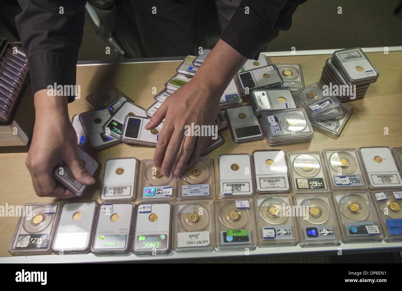 Los Angeles, California, USA. 23rd Dec, 2013. Gold coins are shown at