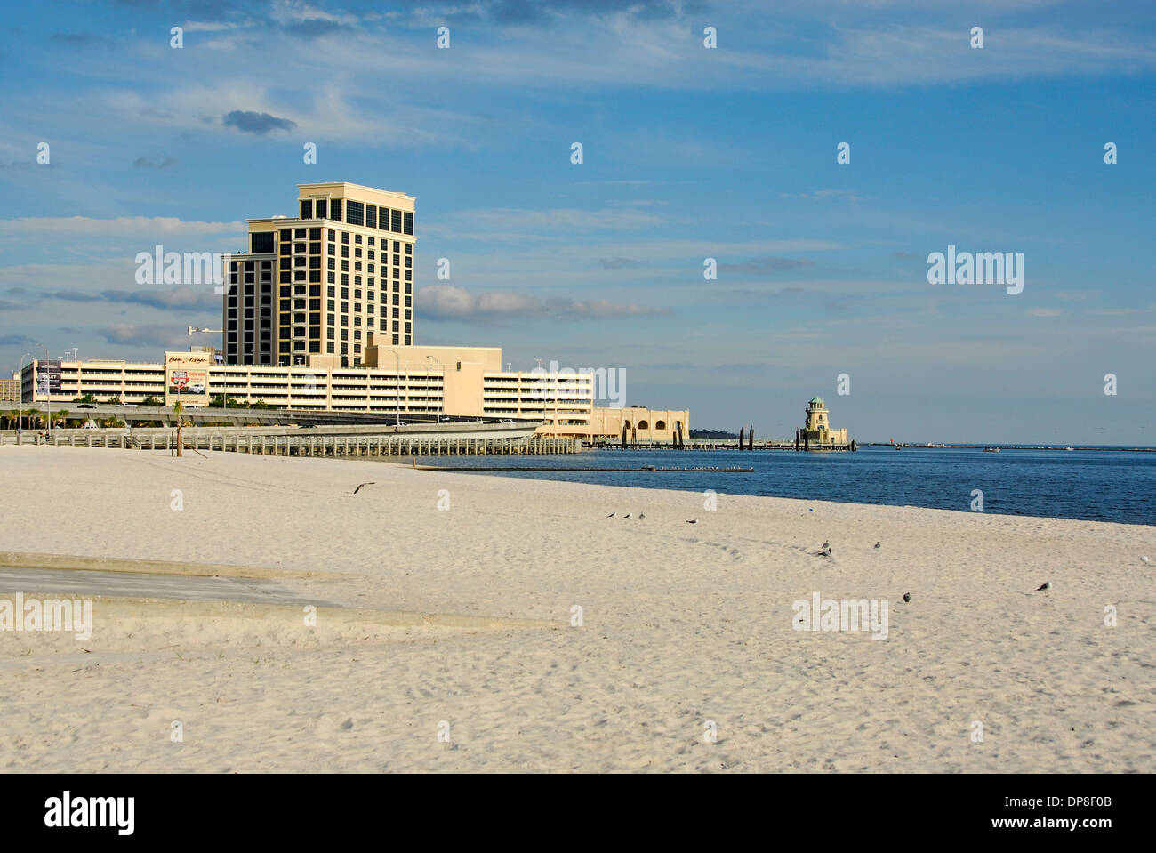 Biloxi beach and Beau Rivage Hotel and Casino Resort in Biloxi, Mississippi Stock Photo