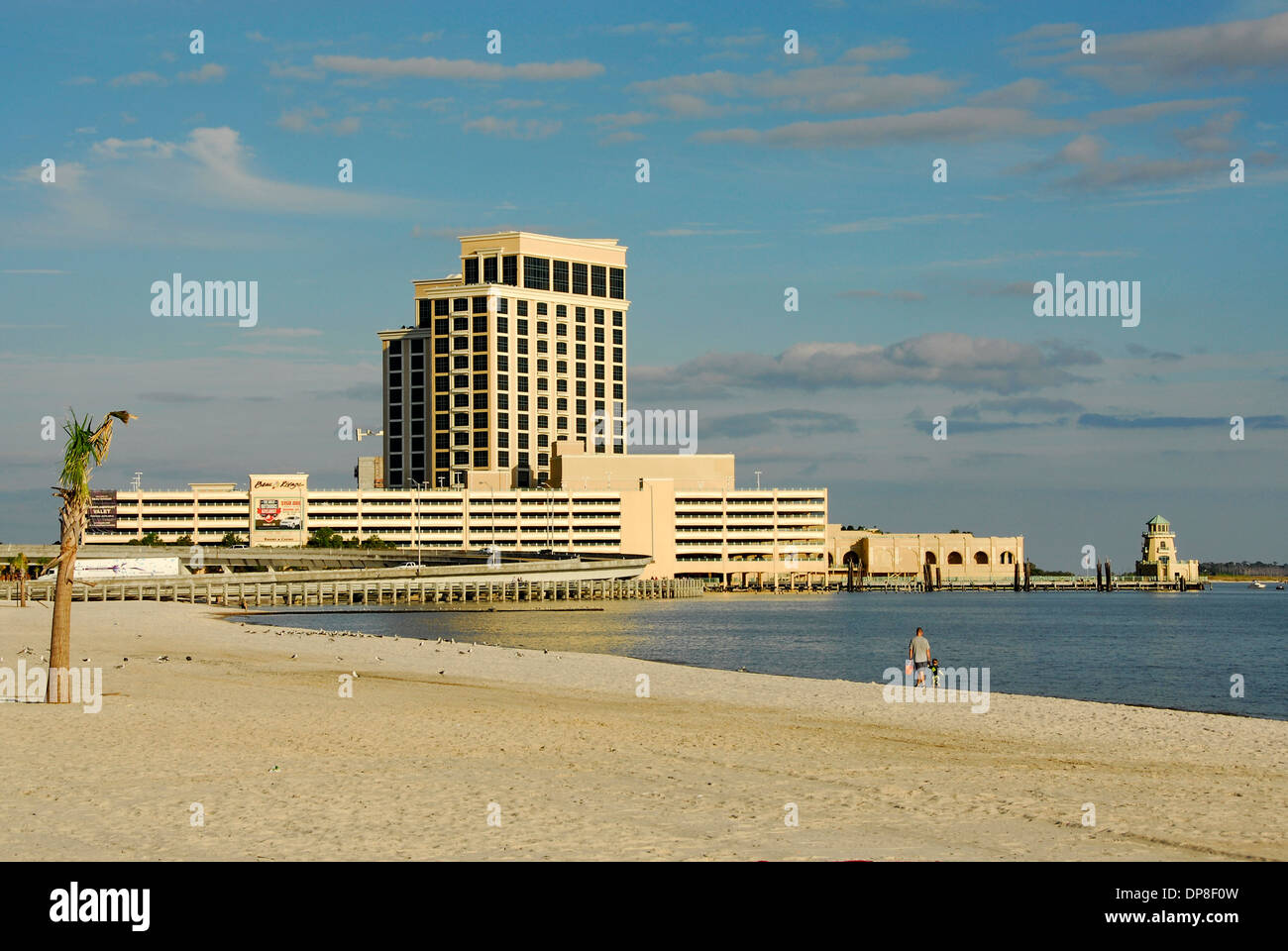 Biloxi beach and Beau Rivage Hotel and Casino Resort in Biloxi, Mississippi Stock Photo