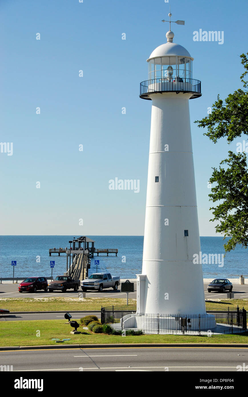 Biloxi Lighthouse in front of Biloxi Visitors Center, Biloxi, Mississippi Stock Photo