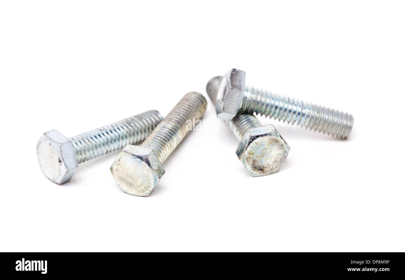Old screws isolated on white. Stock Photo