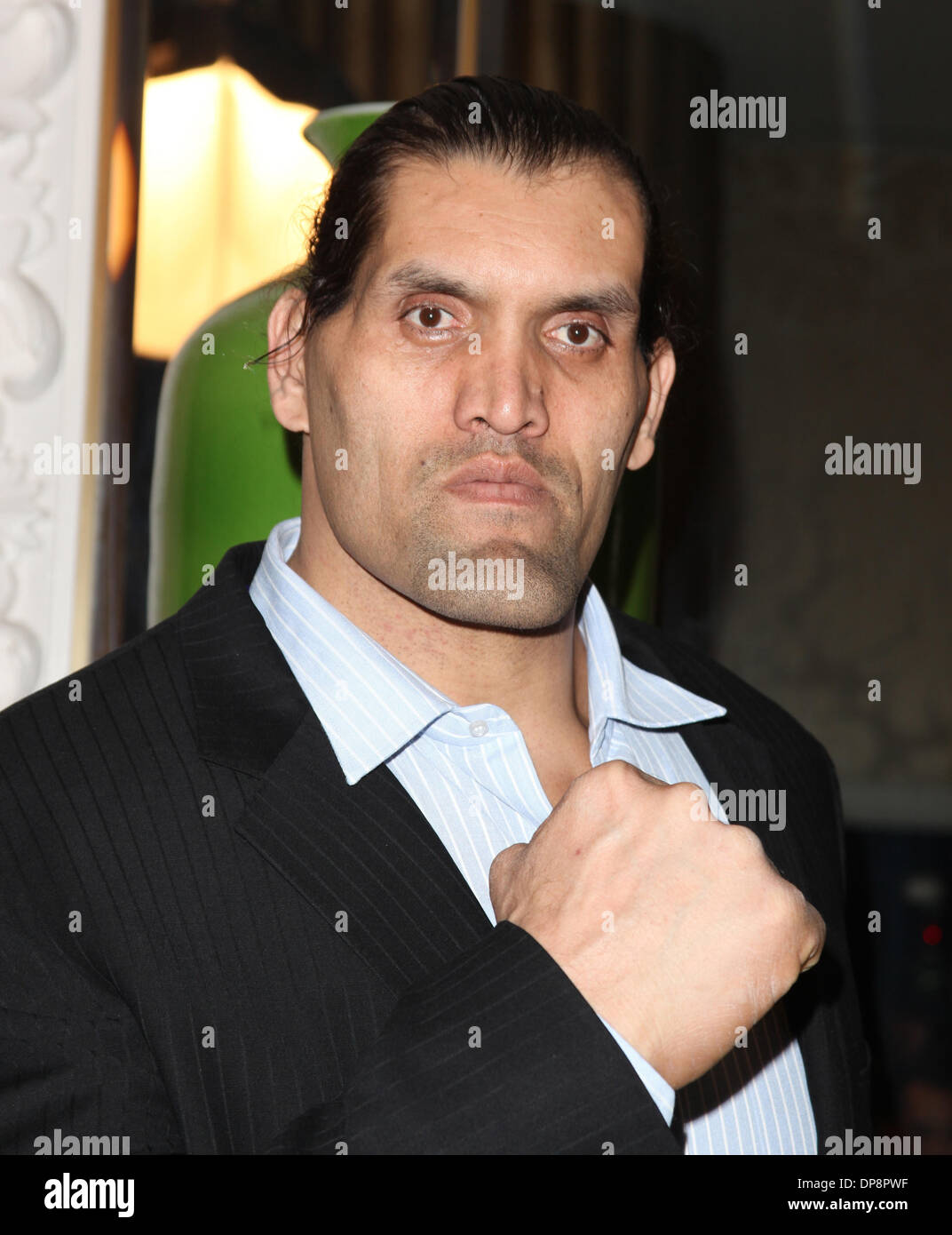 Las Vegas, Nevada, USA. 9th Jan, 2014. WWE Superstars The Great Khali attends a WWE press event announcing the WWE Network at the 2014 International CES at the Encore theater at Wynn Las Vegas on January 8, 2014 in Las Vegas, Nevada. Credit:  Marcel Thomas/ZUMAPRESS.com/Alamy Live News Stock Photo