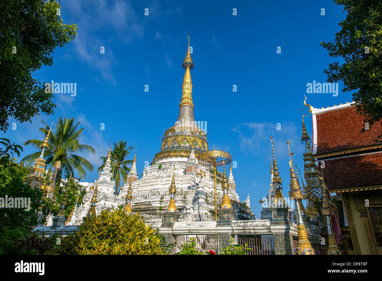 Pagoda at Wat Saen Fang temple in Chiang Mai, Thailand Stock Photo