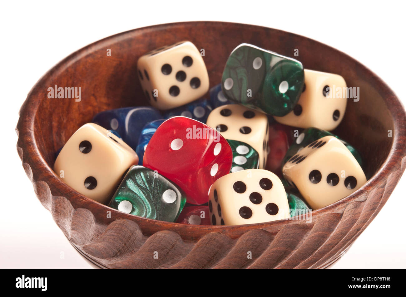 dice in a bowl Stock Photo