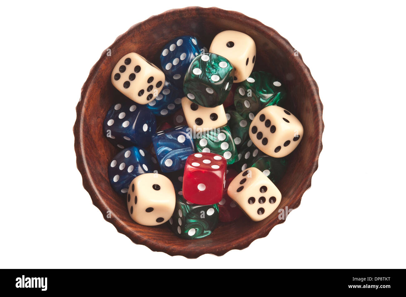 dice in a bowl Stock Photo